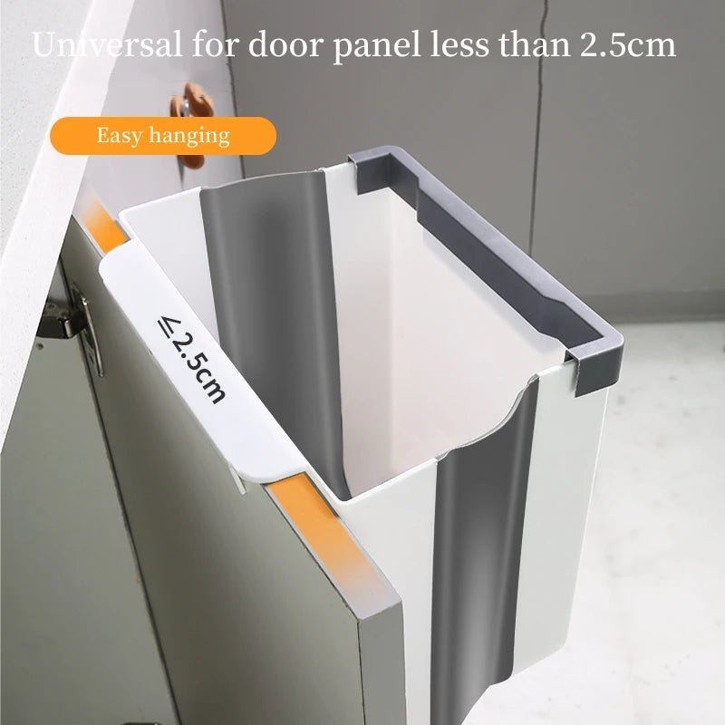 1Pcs Hanging Kitchen Folding Trash Can Household Cabinet Hanging Storage Trash Basket Creative Classification Hanging Trash Can