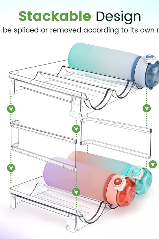 Water Bottle Organizer for Cabinet, Water Bottle Storage Organizer, 2 Packs Water Bottle Storage Rack, Water Bottle Holder for Cabinet, Stackable Water Bottle Storage Rack