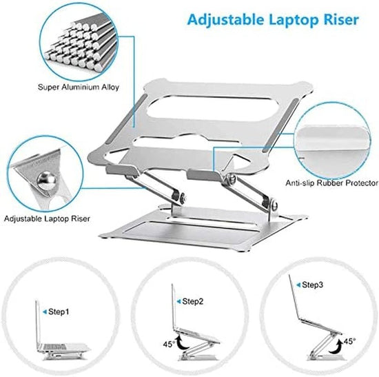 Adjustable Laptop Stand, Aluminum Laptop Computer Stand Rriser&Multi - Angle Stand with Heat - Vent to Elevate Laptop Holder Compatible for Mac,Notebook,Macbook Pro/Air,Lenovo,Dell More10 - 17 Laptop - Velinare