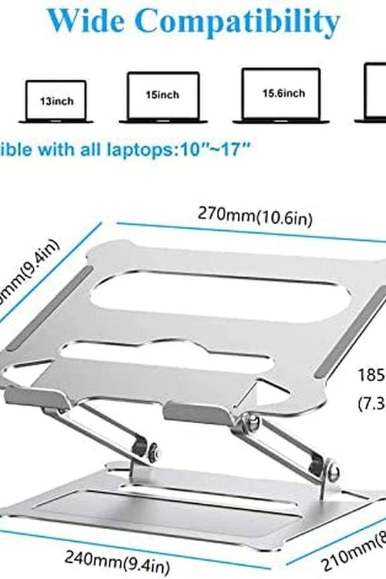 Adjustable Laptop Stand, Aluminum Laptop Computer Stand Rriser&Multi - Angle Stand with Heat - Vent to Elevate Laptop Holder Compatible for Mac,Notebook,Macbook Pro/Air,Lenovo,Dell More10 - 17 Laptop - Velinare