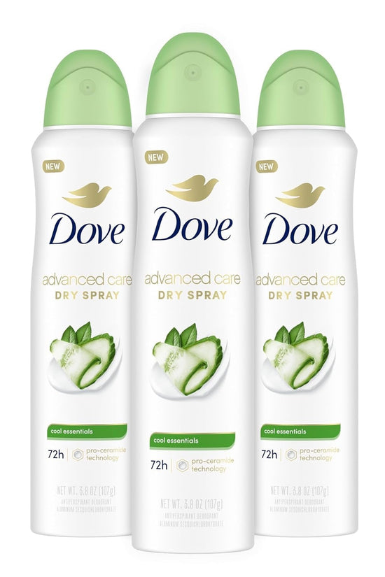 Advanced Care Antiperspirant Deodorant Dry Spray Cool Essentials 3 Count Antiperspirant Deodorant for Helping Your Skin Barrier Repair after Shaving with Pro Ceramide Technology 3.8 Oz - Velinare