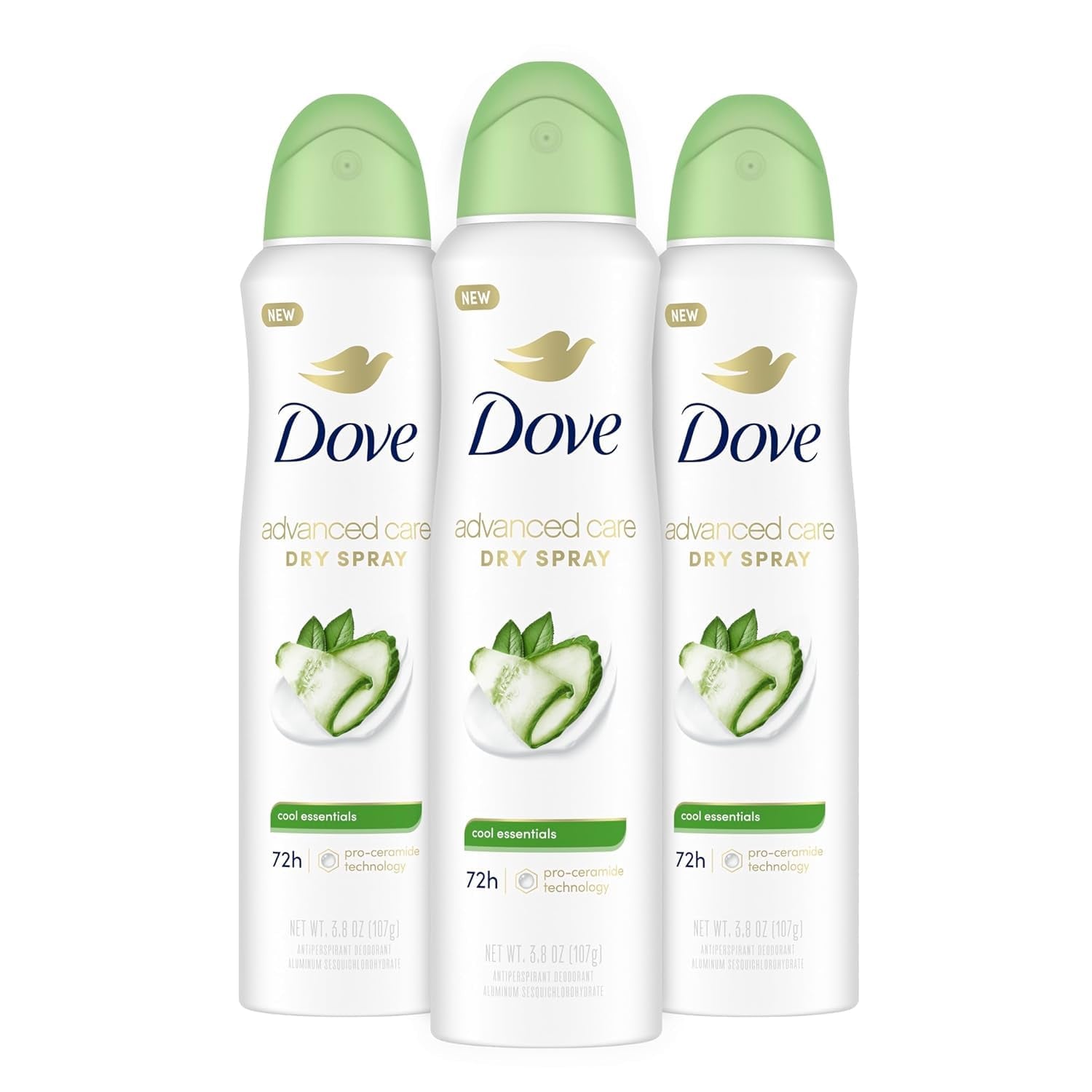 Advanced Care Antiperspirant Deodorant Dry Spray Cool Essentials 3 Count Antiperspirant Deodorant for Helping Your Skin Barrier Repair after Shaving with Pro Ceramide Technology 3.8 Oz - Velinare
