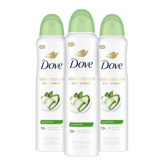 Advanced Care Antiperspirant Deodorant Dry Spray Cool Essentials 3 Count Antiperspirant Deodorant for Helping Your Skin Barrier Repair after Shaving with Pro Ceramide Technology 3.8 Oz - Velinare