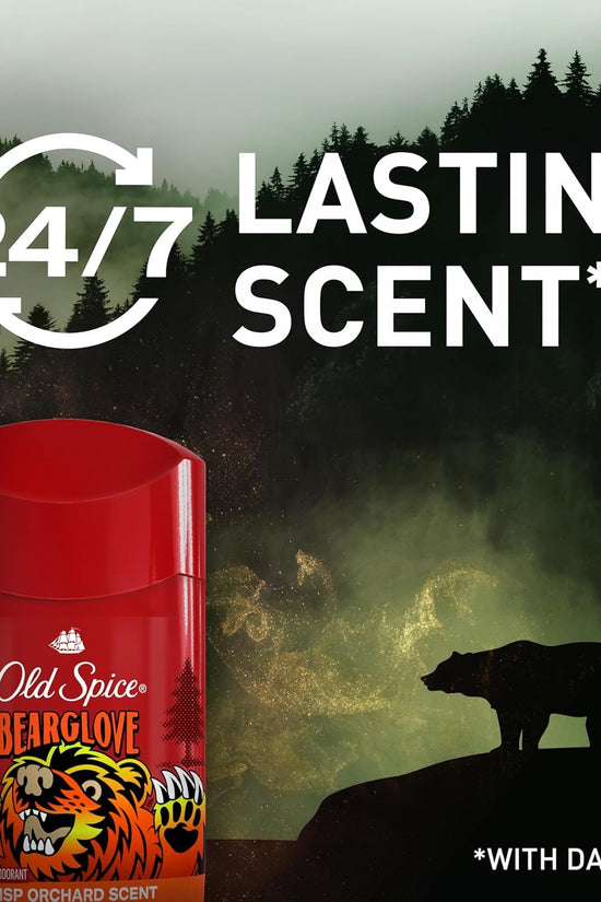 Aluminum Free Deodorant for Men, 24/7 Odor Protection, 24/7 Freshness & Lasting Scent, Goes on Clear, Bearglove with Crisp Orchard Scent, 2.6 Oz - Velinare