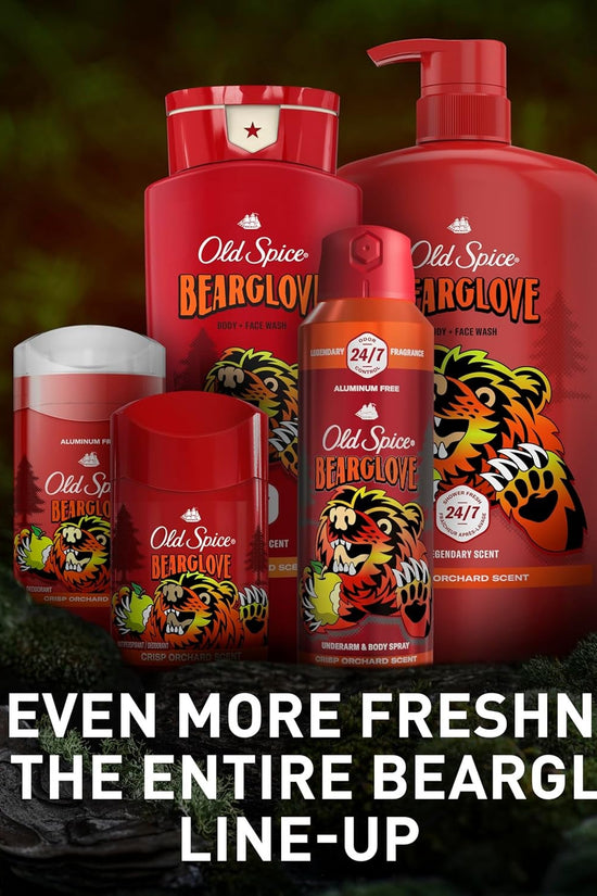 Aluminum Free Deodorant for Men, 24/7 Odor Protection, 24/7 Freshness & Lasting Scent, Goes on Clear, Bearglove with Crisp Orchard Scent, 2.6 Oz - Velinare