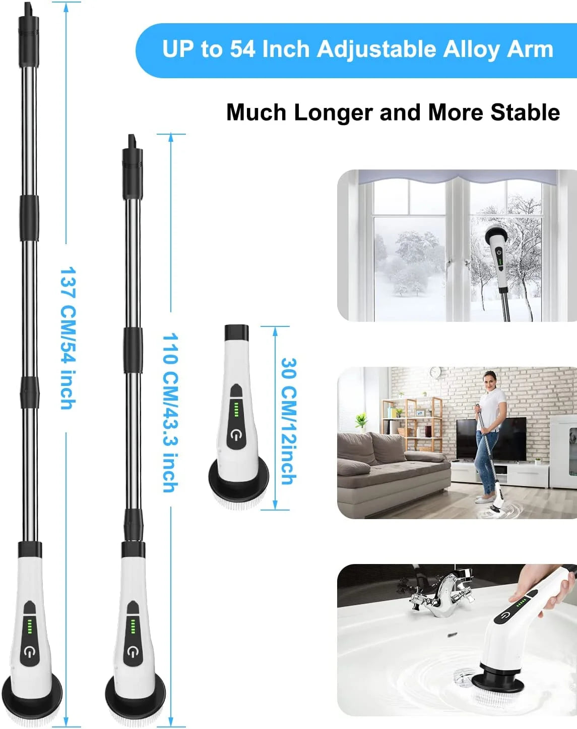 Electric Spin Scrubber, Effortless Deep Cleaning, 7 in 1 Power Scrubber with Dual Speed Adjustable, Cordless Handheld Electric Cleaning Brush for Bathroom,Tile Cleaner and Car Polishing