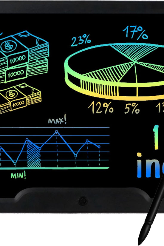 LCD Writing Tablet 15 Inch,Toys for 3 4 5 6 7 8 9 Years Old,With One-Touch Clearing & Locking Function,Drawing Doodle Board Scribbler Pad with Ruler Gift for Kids（Black）