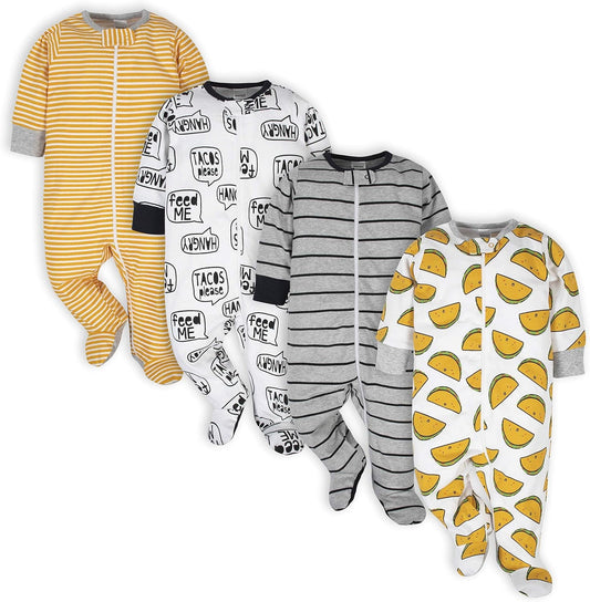 Baby Boys' 4 - Pack Sleep 'N Play Footies - Velinare
