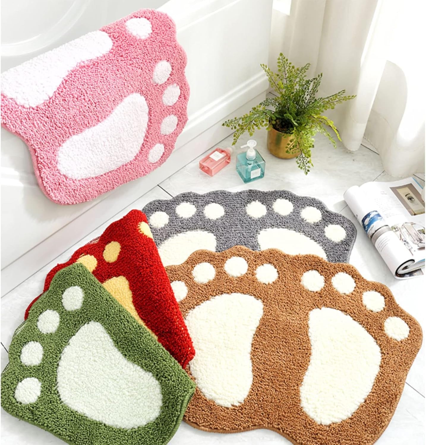 Bathroom Rugs Mats Water Absorbent Non - Slip Mat Used in Bathroom, Shower, Room, Etc.Soft Microfiber Bath Mat Machine Washable Bath Mat Bathroom Mat (Pink, 19X26'') - Velinare