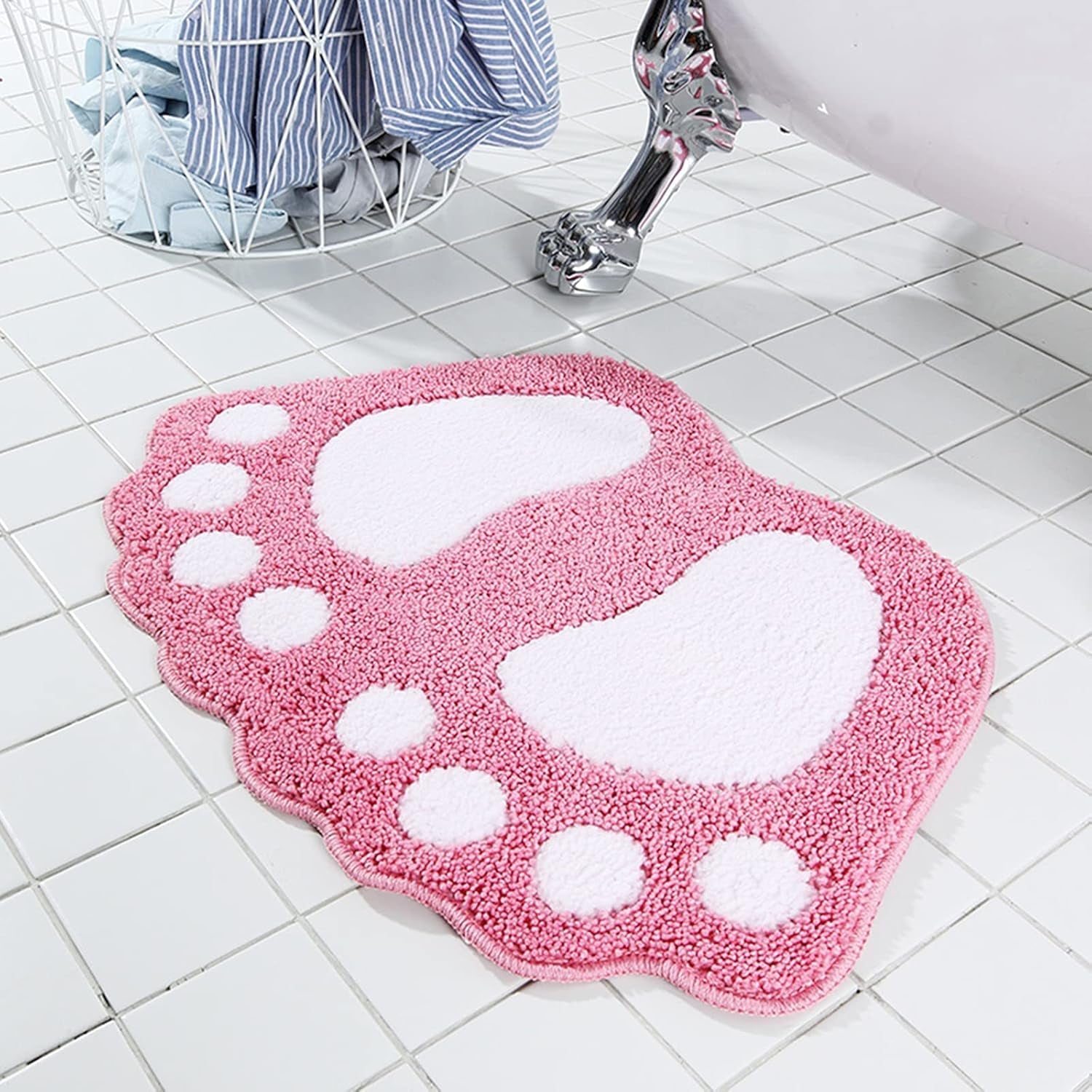 Bathroom Rugs Mats Water Absorbent Non - Slip Mat Used in Bathroom, Shower, Room, Etc.Soft Microfiber Bath Mat Machine Washable Bath Mat Bathroom Mat (Pink, 19X26'') - Velinare