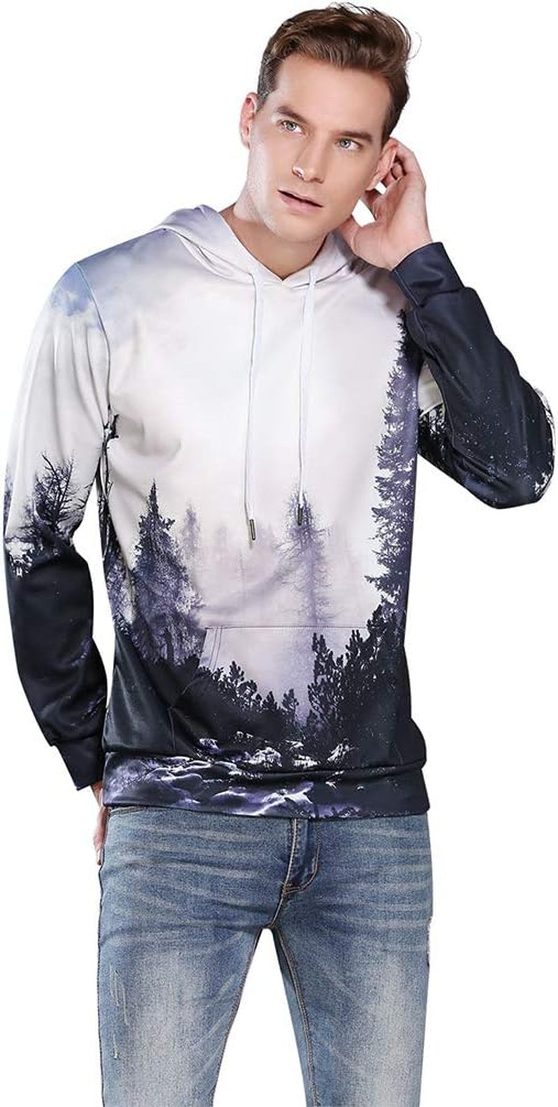 Unisex Hoodies 3D Print Galaxy Pullover Hooded Sweatshirt Hoodies with Big Pockets for Men, Teen Boy, Women