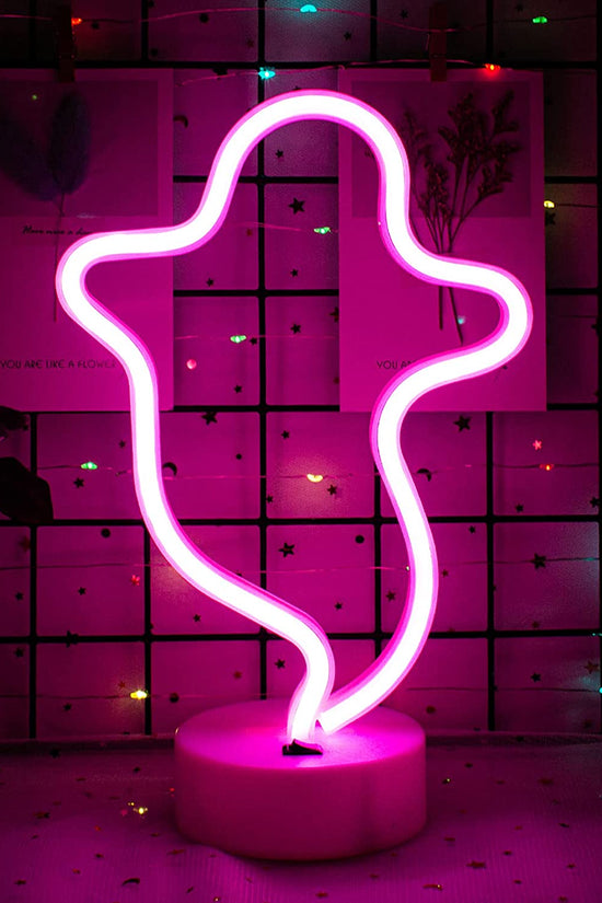 Ghost Neon Signs,Neon Signs for Wall Decor Halloween Decoration Ghost Led Neon Sign,Battery Neon Signs for Bedroom Wall Christmas Party Wedding Kids Room (Pink)…