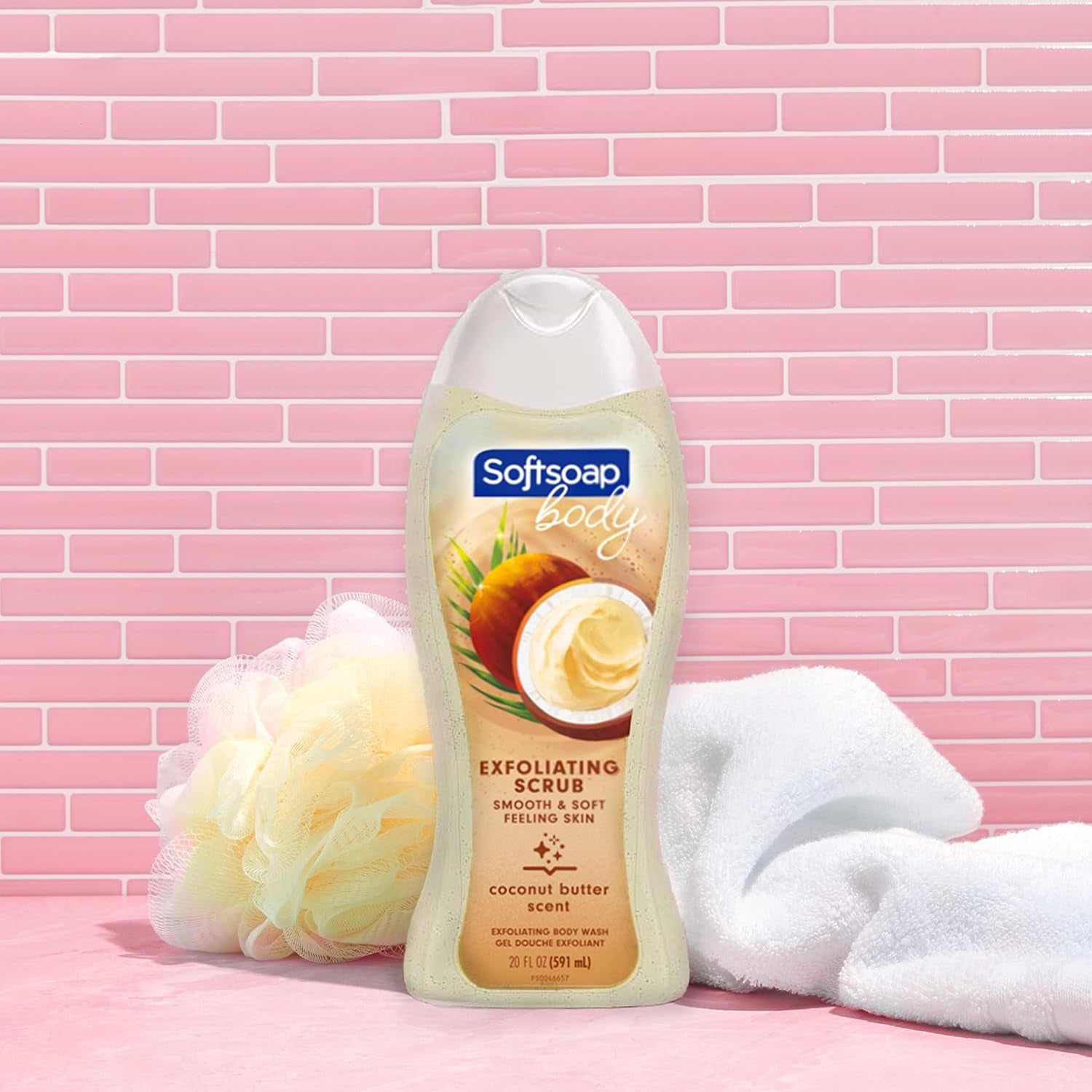 Body Wash Exfoliating Scrub, Coconut Butter Scent, 20 Oz Bottle - Velinare