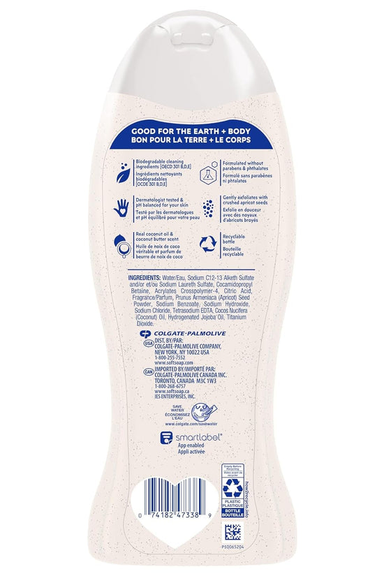 Body Wash Exfoliating Scrub, Coconut Butter Scent, 20 Oz Bottle - Velinare