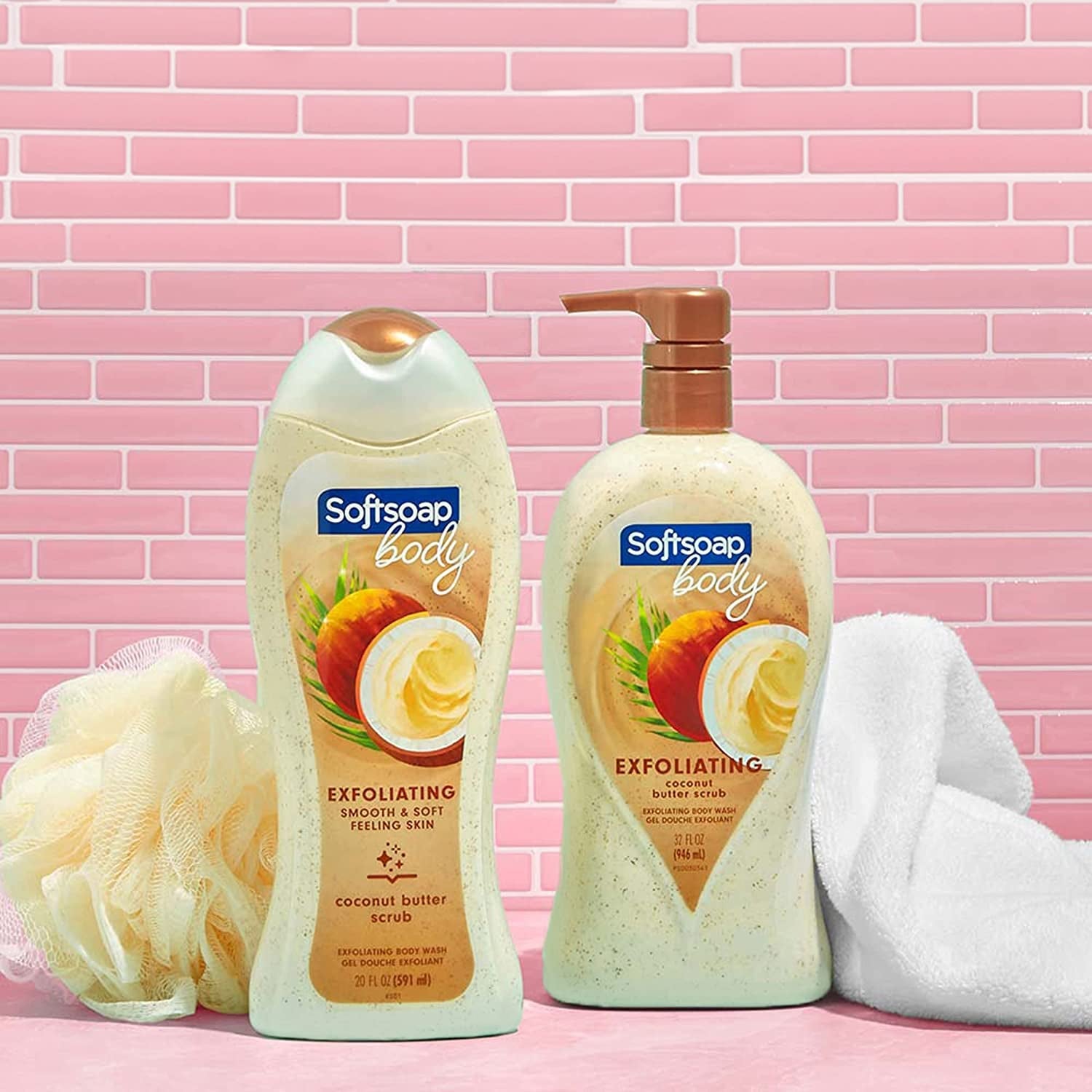 Body Wash Exfoliating Scrub, Coconut Butter Scent, 20 Oz Bottle - Velinare