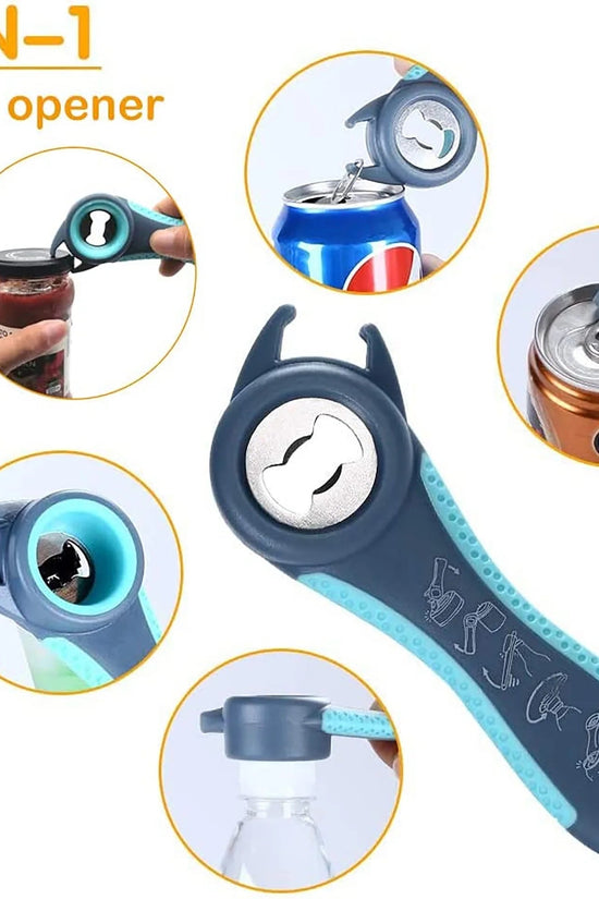 Bottle Opener, Multifunctional Blue and Grey Jar Opener, Jar Openers for Seniors - Velinare