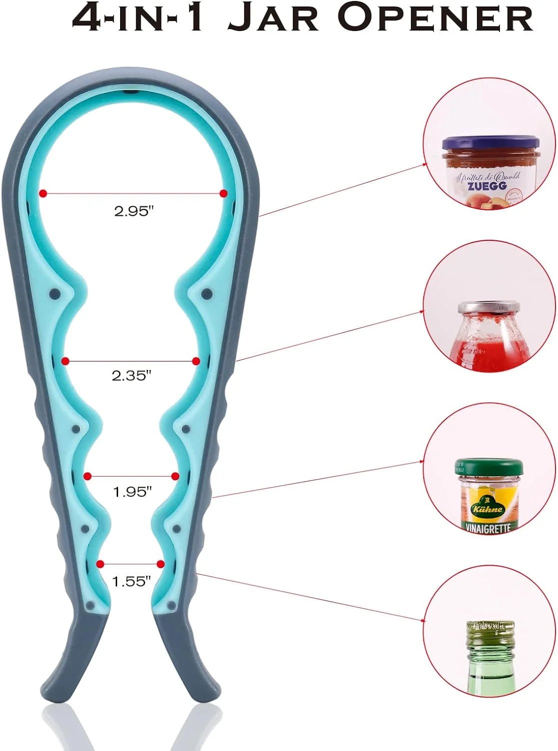Bottle Opener, Multifunctional Blue and Grey Jar Opener, Jar Openers for Seniors - Velinare