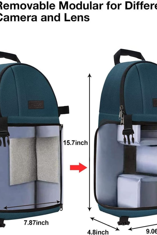 Camera Sling Bag, Dslr/Slr/Mirrorless Camera Backpack Case Shockproof Photography Backpack with Tripod Holder & Removable Modular Inserts Compatible with Canon/Nikon/Sony/Fuji - Velinare