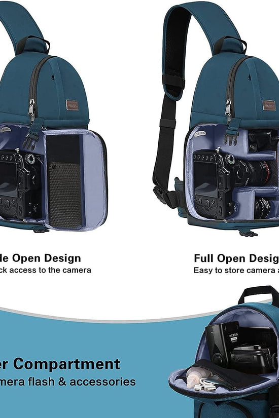 Camera Sling Bag, Dslr/Slr/Mirrorless Camera Backpack Case Shockproof Photography Backpack with Tripod Holder & Removable Modular Inserts Compatible with Canon/Nikon/Sony/Fuji - Velinare