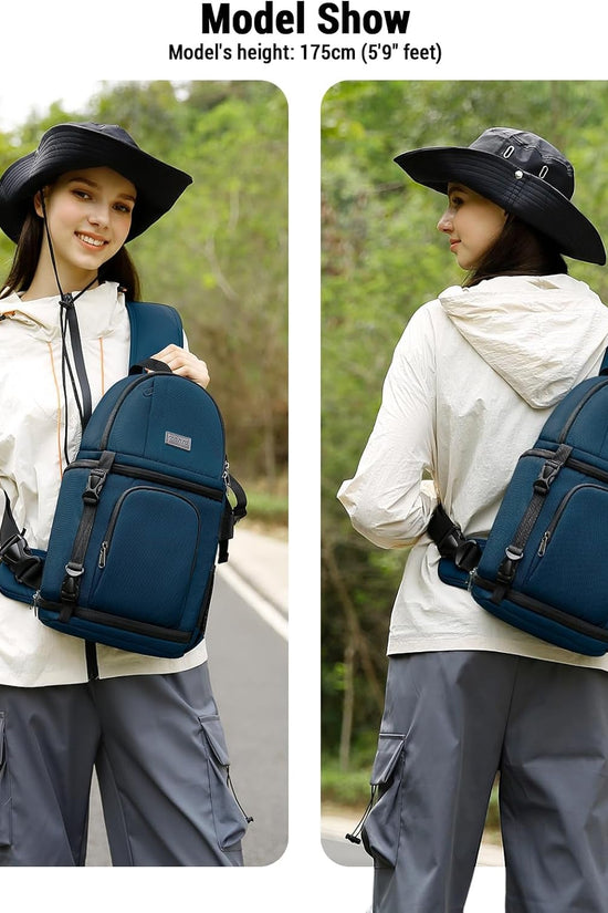 Camera Sling Bag, Dslr/Slr/Mirrorless Camera Backpack Case Shockproof Photography Backpack with Tripod Holder & Removable Modular Inserts Compatible with Canon/Nikon/Sony/Fuji - Velinare