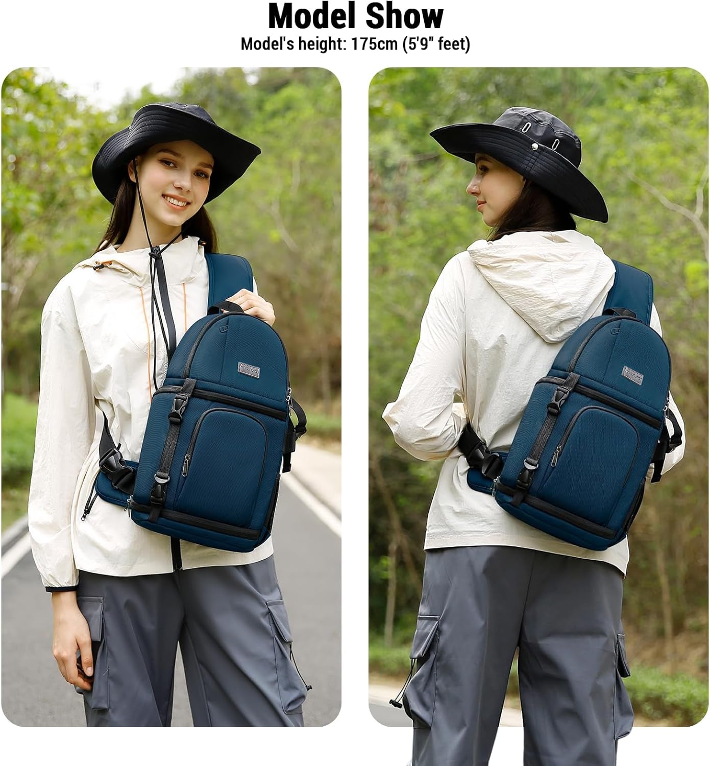 Camera Sling Bag, Dslr/Slr/Mirrorless Camera Backpack Case Shockproof Photography Backpack with Tripod Holder & Removable Modular Inserts Compatible with Canon/Nikon/Sony/Fuji - Velinare