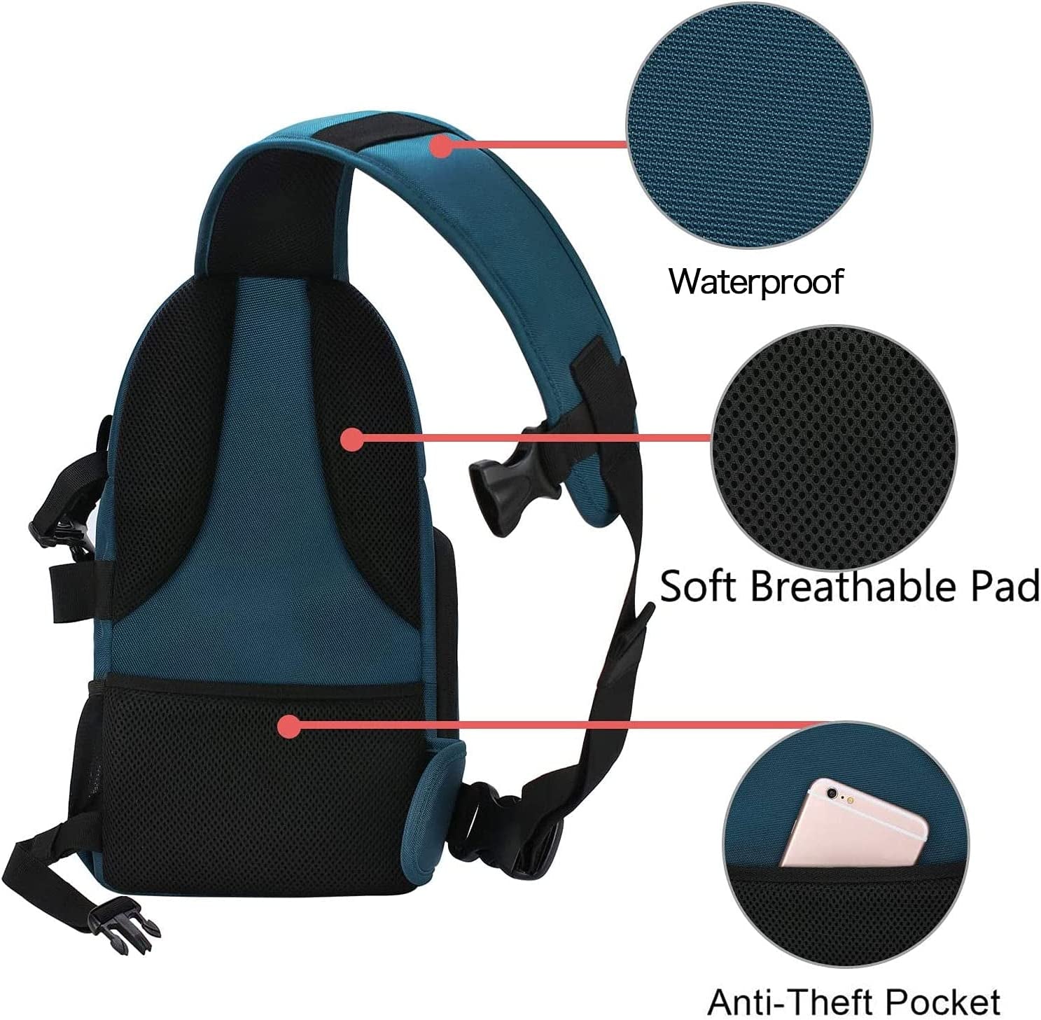 Camera Sling Bag, Dslr/Slr/Mirrorless Camera Backpack Case Shockproof Photography Backpack with Tripod Holder & Removable Modular Inserts Compatible with Canon/Nikon/Sony/Fuji - Velinare