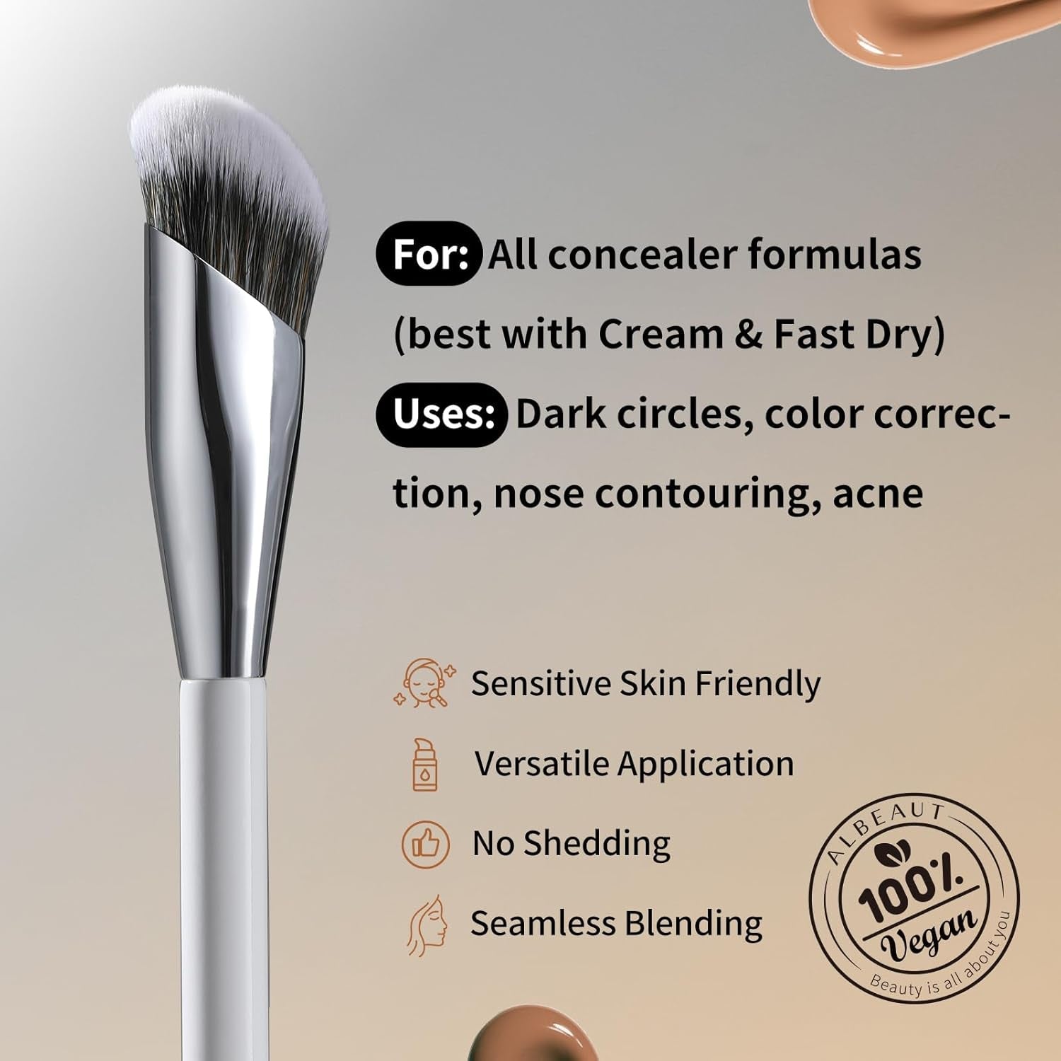 Concealer Brush, Angled under Eye Makeup Small Foundation Precision Face Blending Brush (193 Concealer Brush) - Velinare