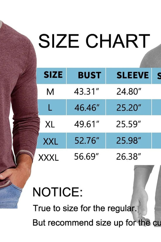 Crew Neck Henley Men Shirts Long Sleeve Shirts for Men Casual Color Block Tops - Velinare