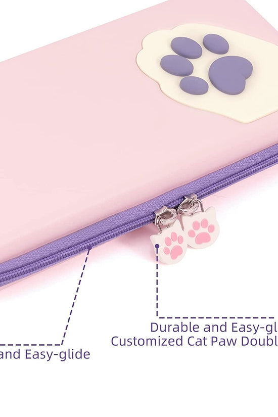 Cute Cat Paw Case Compatible with Nintendo Switch/Switch OLED - Portable Hardshell Slim Travel Carrying Case Fit Switch Console & Game Accessories - a Removable Wrist Strap (Pink Purple) - Velinare