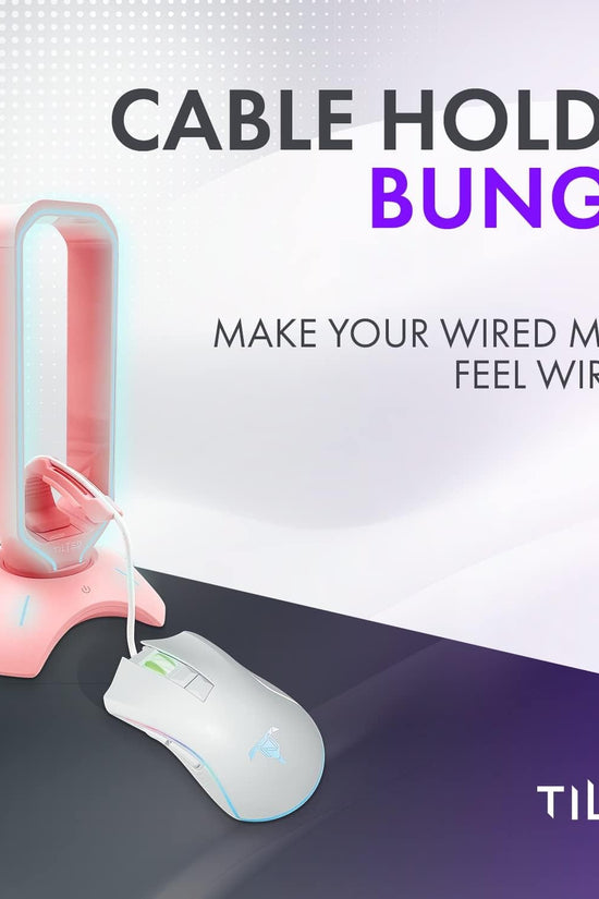 Cute Headphone Stand Pink | Headset Stand with RGB, Mouse Bungee Holder, and 2 Port USB Hub Charger - Desk Gaming Accessories - Velinare