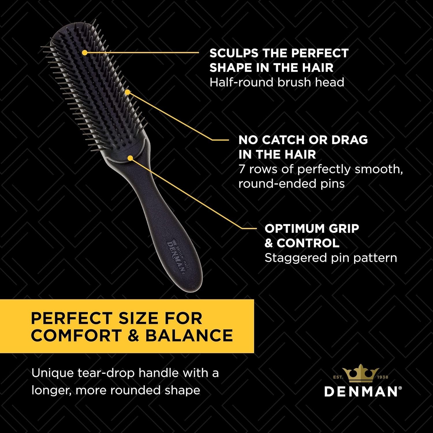 D3 7 Rows Curly Hair Brush Detangling Detangling Detangling Shaping Curls Defining Hair Brush for Men and Women - Velinare
