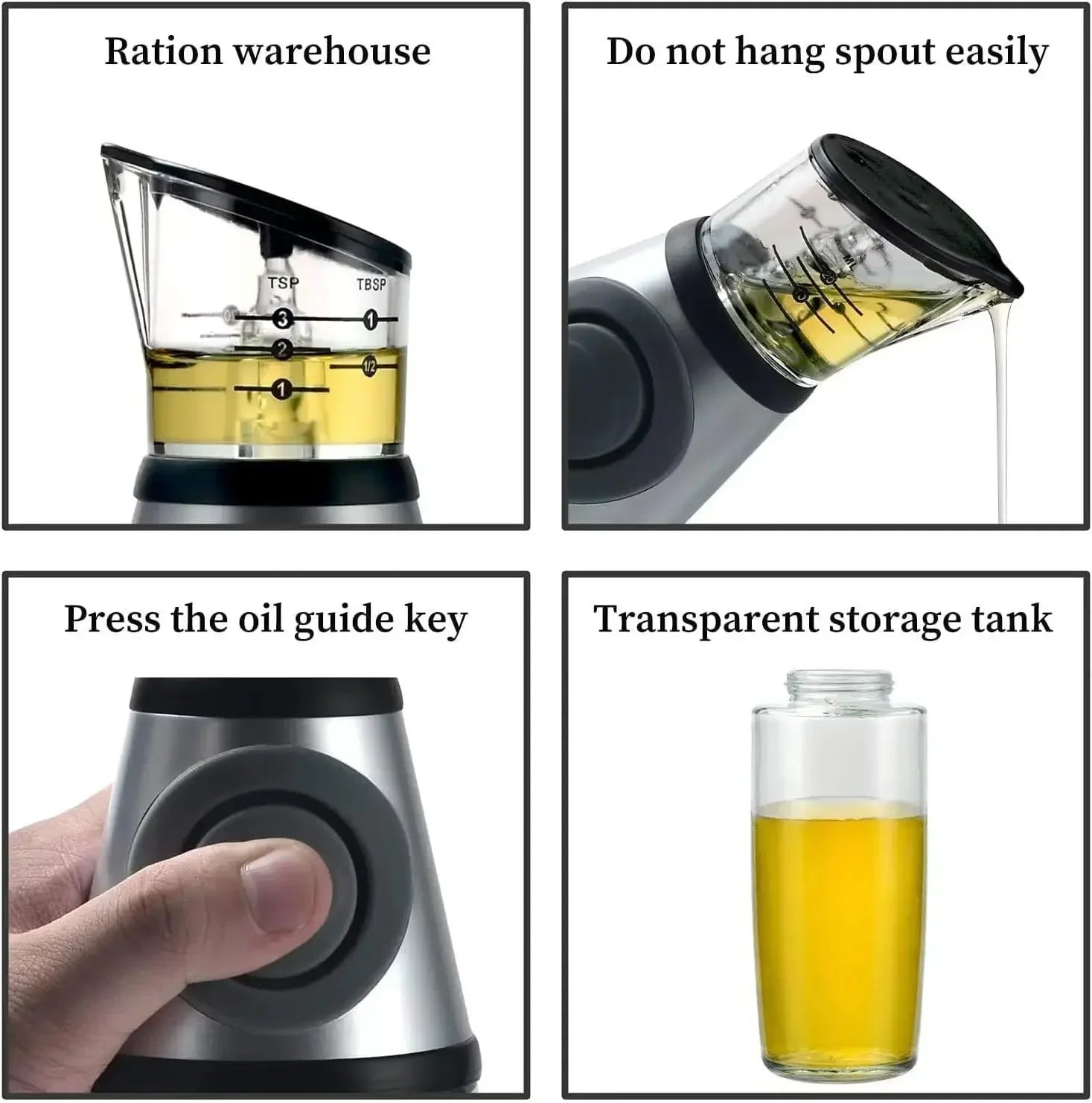 Olive Oil Dispenser for Kitchenolive Oil Sprayer Mister for Cooking Non-Drip Oil Bottle Spout with Measurements for Cooking