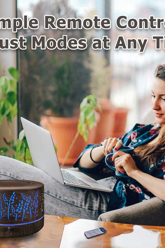 Diffusers for Essential Oils Large Room 600Ml,Essential Oil Diffusers for Home with R/C,Cool Mist Humidifier,7 Colors Lights & 3 Mist Mode Waterless Auto off for Office - Velinare