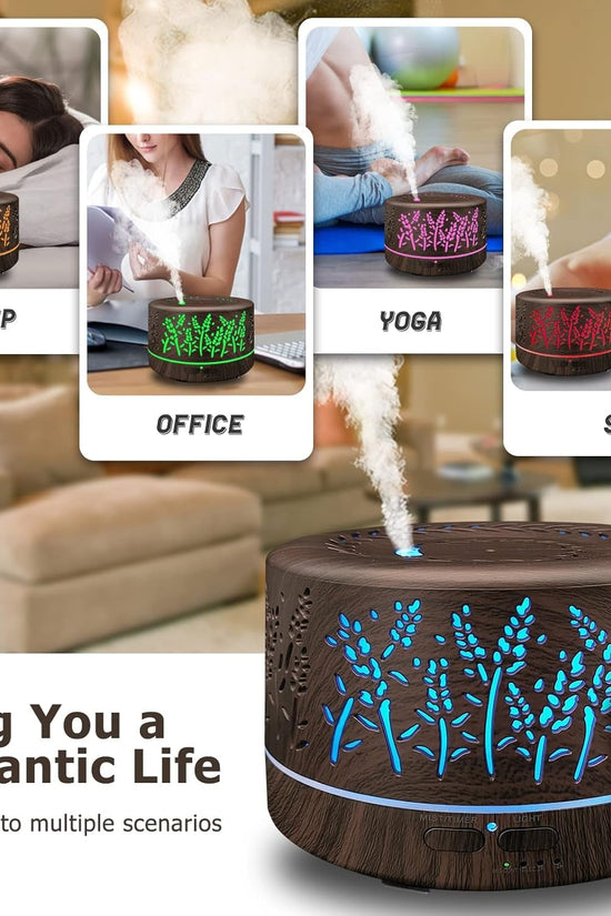 Diffusers for Essential Oils Large Room 600Ml,Essential Oil Diffusers for Home with R/C,Cool Mist Humidifier,7 Colors Lights & 3 Mist Mode Waterless Auto off for Office - Velinare