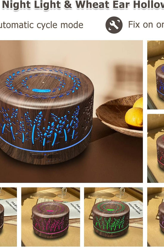 Diffusers for Essential Oils Large Room 600Ml,Essential Oil Diffusers for Home with R/C,Cool Mist Humidifier,7 Colors Lights & 3 Mist Mode Waterless Auto off for Office - Velinare