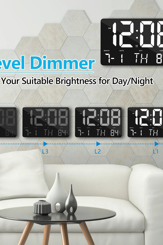 Digital Wall Alarm Clock, LED Digital Clock Large Numbers Display 11.4