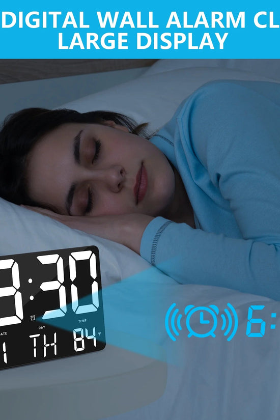 Digital Wall Alarm Clock, LED Digital Clock Large Numbers Display 11.4