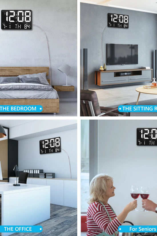 Digital Wall Alarm Clock, LED Digital Clock Large Numbers Display 11.4