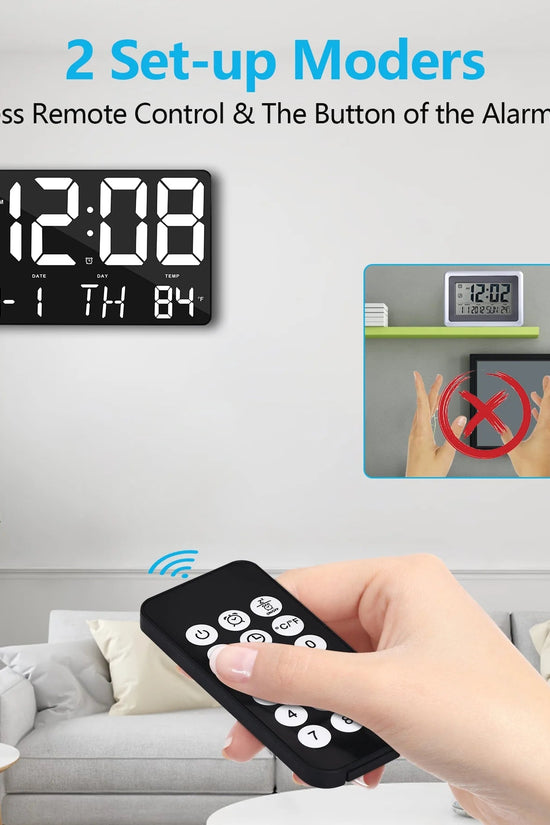 Digital Wall Alarm Clock, LED Digital Clock Large Numbers Display 11.4