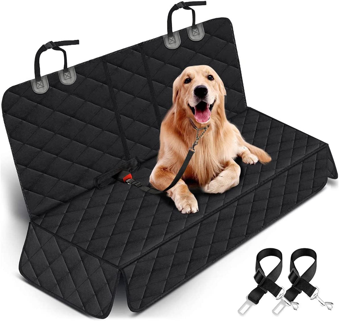 Dog Car Seat Cover, Back Seat Cover for Dogs Pet Car Seat Protector Waterproof Bench Car Seat Cover, Non - Slip Reat Seat Cover Fits Middle Armrest for Most Cars Trucks Suvs - Black - Velinare