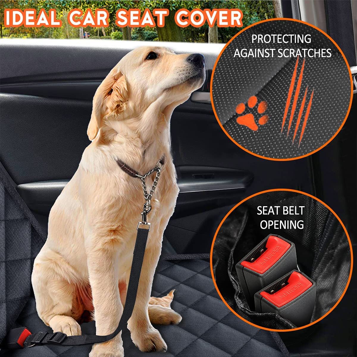 Dog Car Seat Cover, Back Seat Cover for Dogs Pet Car Seat Protector Waterproof Bench Car Seat Cover, Non - Slip Reat Seat Cover Fits Middle Armrest for Most Cars Trucks Suvs - Black - Velinare