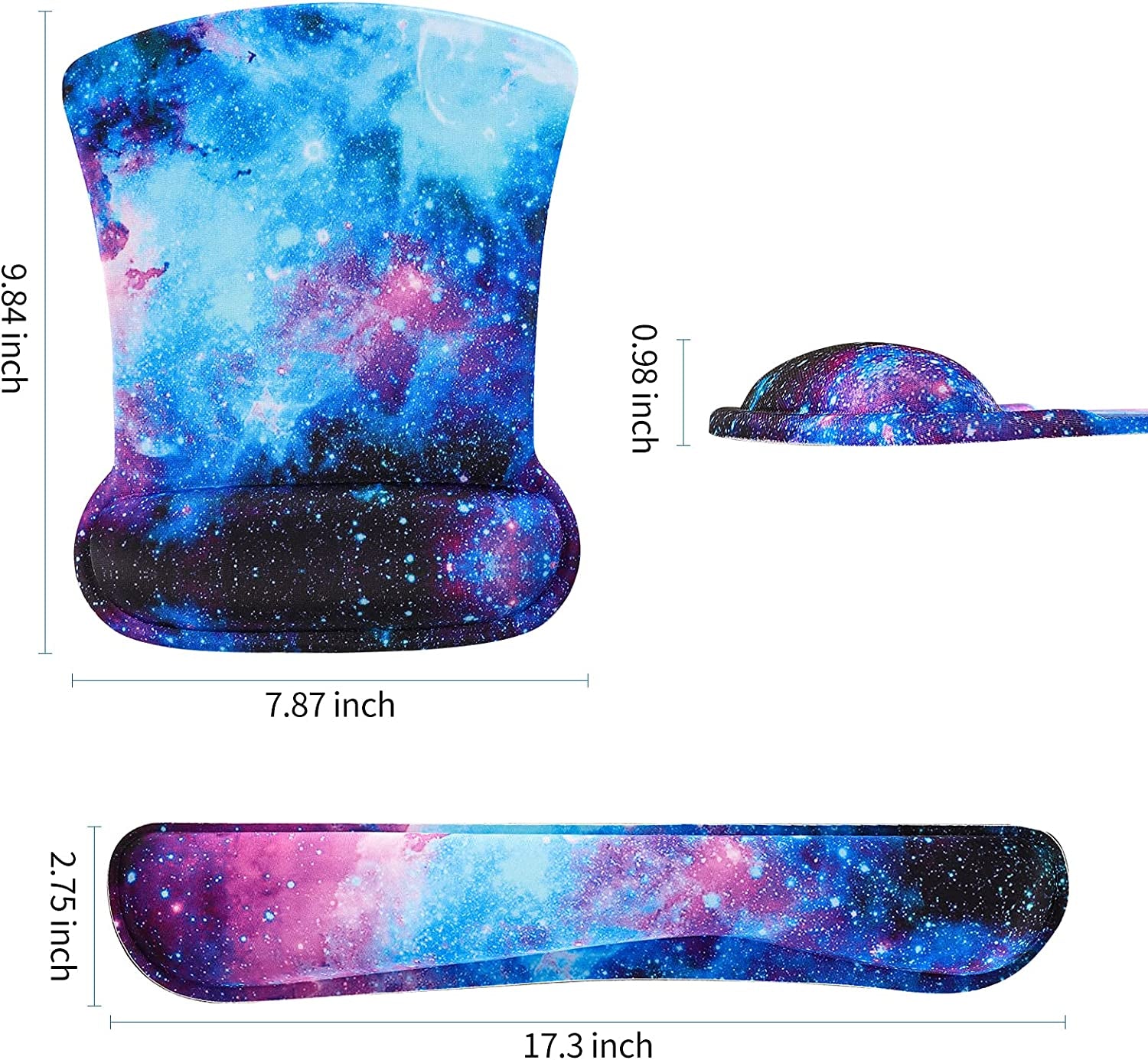 Keyboard Wrist Rest Pad and Mouse Wrist Rest Support Mouse Pad Set,Sturdy & Comfortable & Lightweight for Easy Typing & Pain Relief-Ergonomic Support (Galaxy)