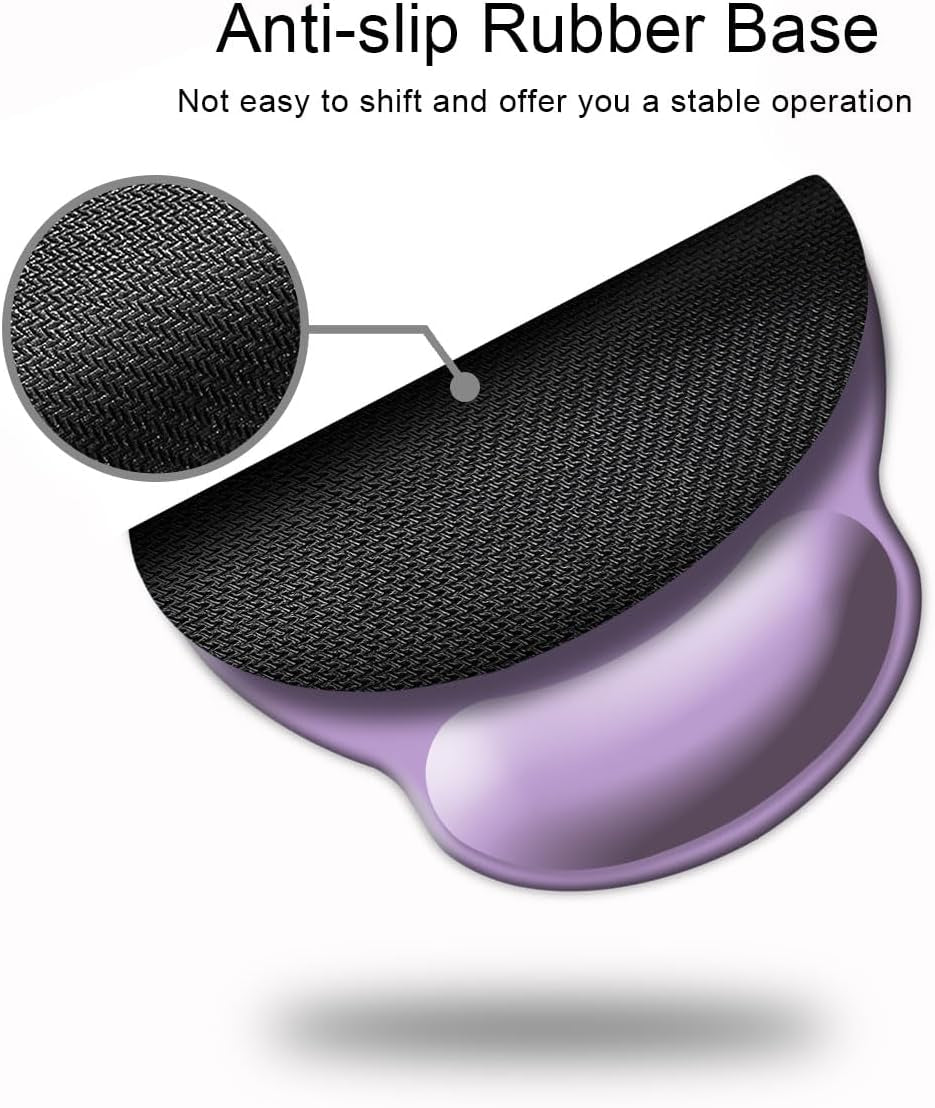 Ergonomic Mouse Pad with Wrist Support, Cute Wrist Pad with Non - Slip Rubber Base for Computer, Laptop, Home Office Gaming, Working, Easy Typing & Pain Relief,Clove Purple - Velinare
