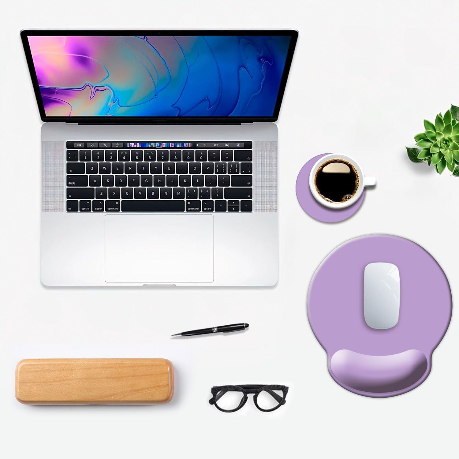 Ergonomic Mouse Pad with Wrist Support, Cute Wrist Pad with Non - Slip Rubber Base for Computer, Laptop, Home Office Gaming, Working, Easy Typing & Pain Relief,Clove Purple - Velinare