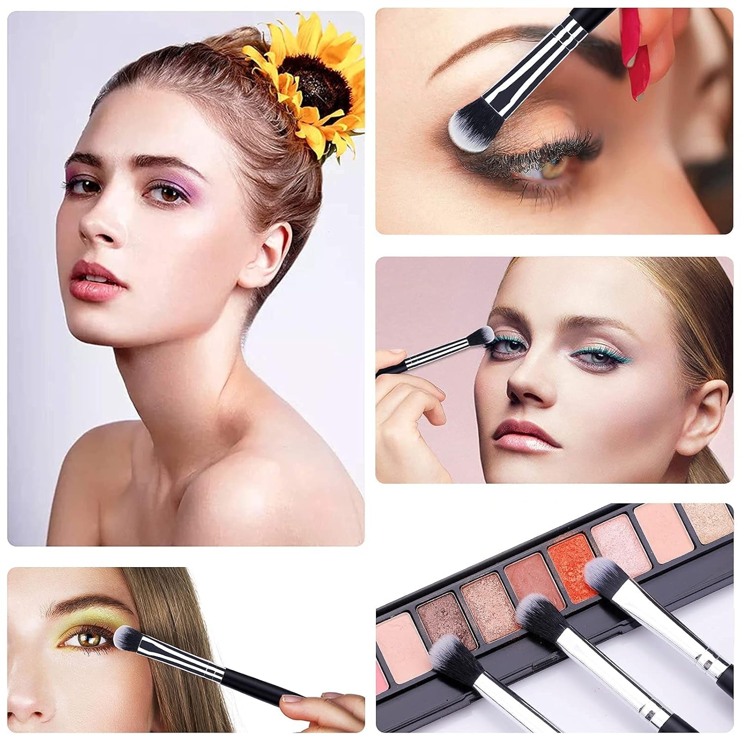 Eye Makeup Brushes 12Pcs Eyeshadow Makeup Brushes Set with Soft Synthetic Hairs & Real Longer Wood Handle for Eyeshadow, Eyelash,Eyebrow, Eyeliner, Blending, Conclear(Black) - Velinare