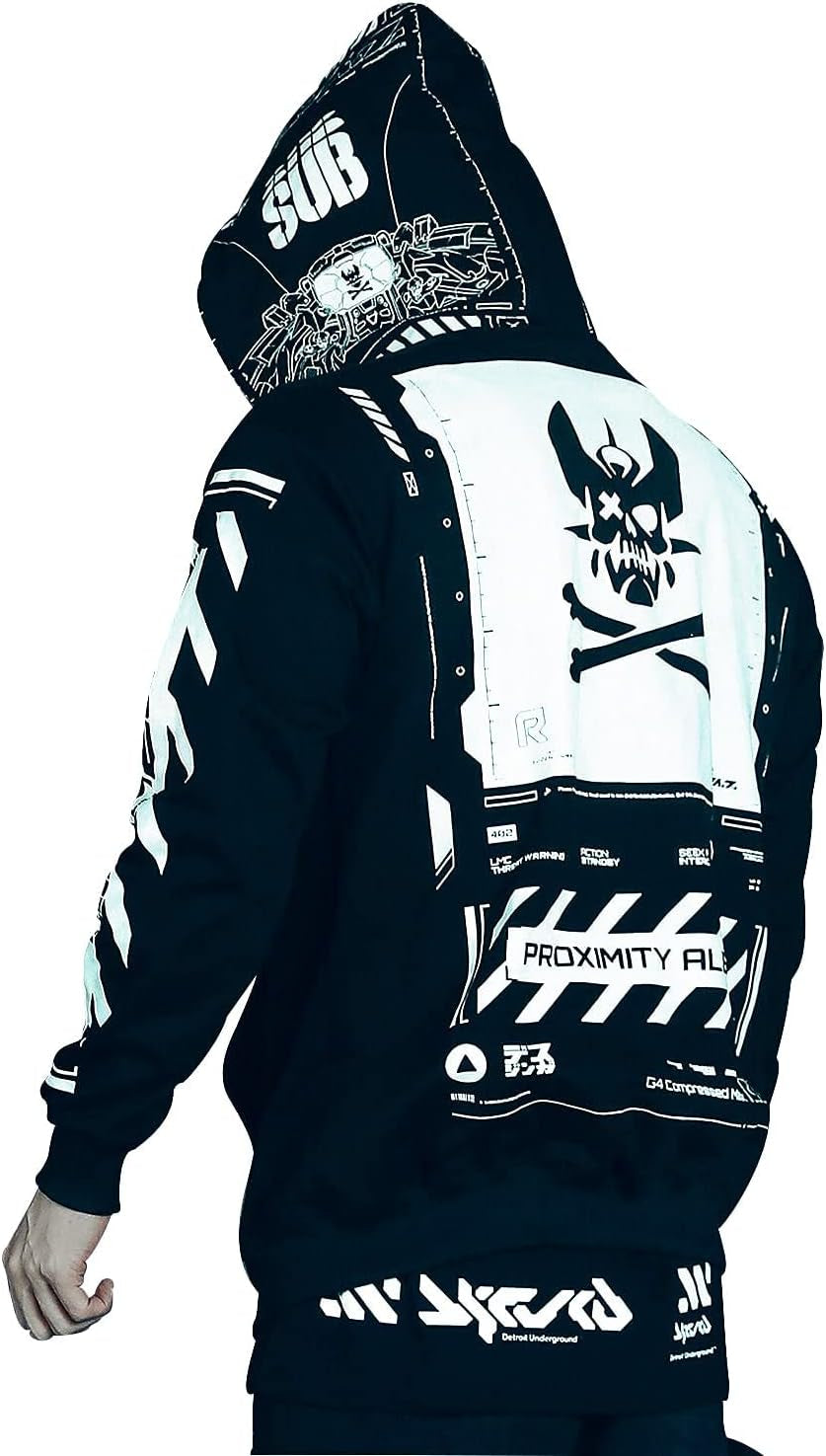 Graphic Cyberpunk Zip up Men'S Fashion Hoodies Sweatshirts