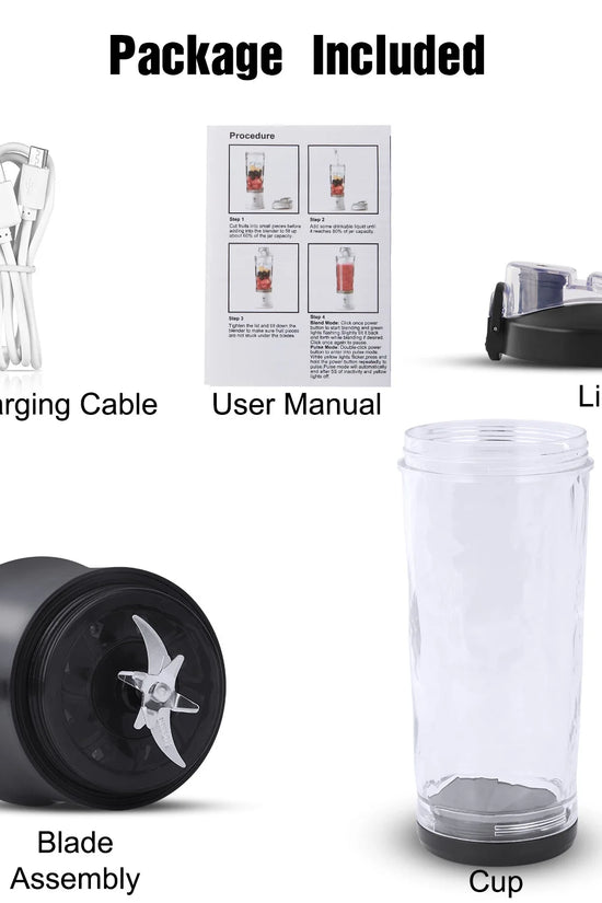 Portable Blender for Shakes and Smoothies, Personal Blender for Shakes with 21 Oz Travel Cup, Mini Personal Size Blender with 10 Blades and USB Rechargeable for Gym, Home and Outdoors, Black