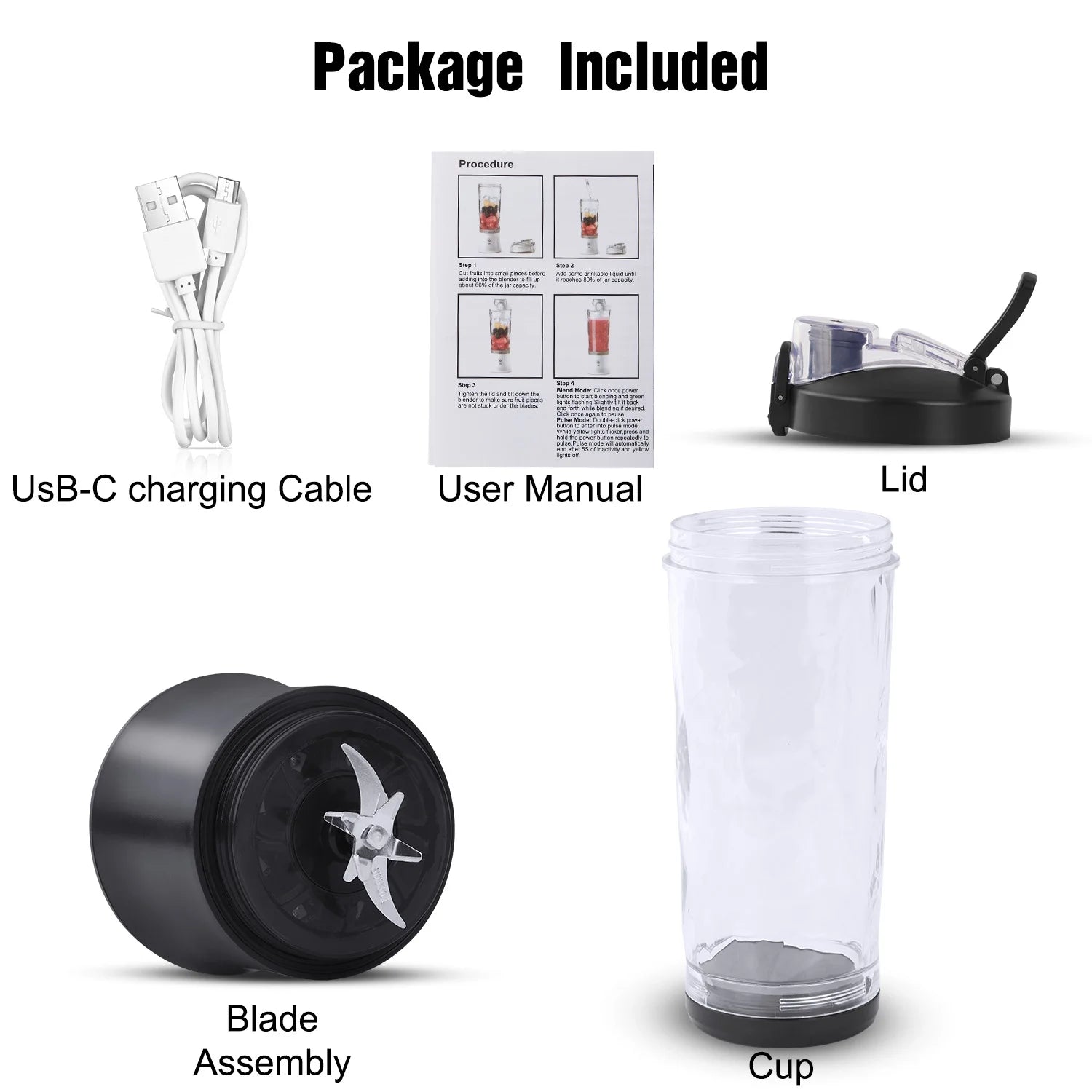 Portable Blender for Shakes and Smoothies, Personal Blender for Shakes with 21 Oz Travel Cup, Mini Personal Size Blender with 10 Blades and USB Rechargeable for Gym, Home and Outdoors, Black