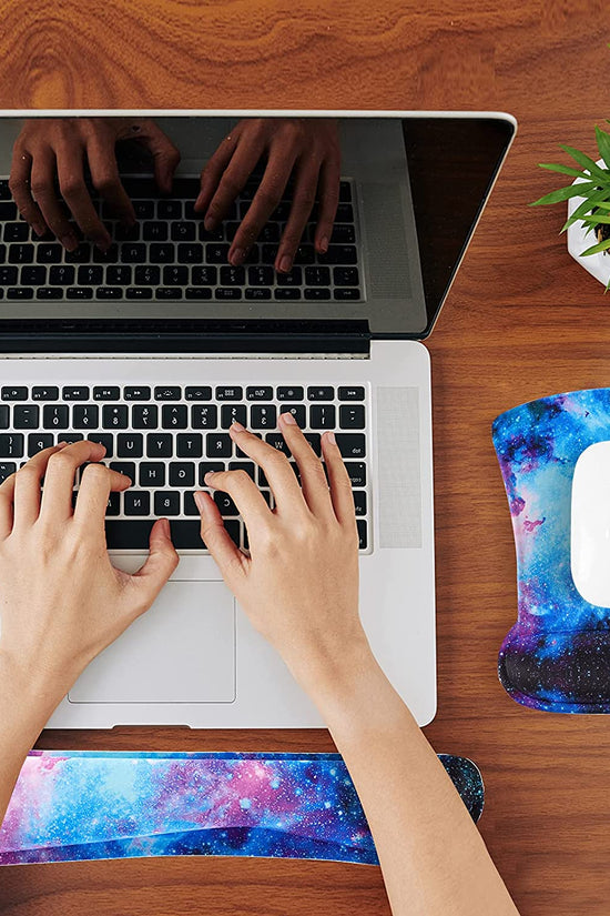 Keyboard Wrist Rest Pad and Mouse Wrist Rest Support Mouse Pad Set,Sturdy & Comfortable & Lightweight for Easy Typing & Pain Relief-Ergonomic Support (Galaxy)