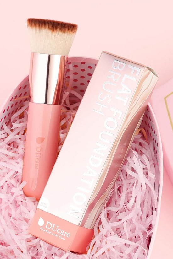 Flat Top Kabuki Foundation Brush - Premium Makeup Brush for Liquid, Cream, and Powder - Buffing, Blending, and Face,Pink - Velinare
